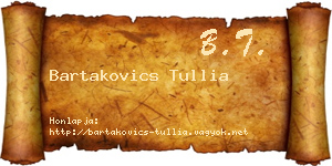Bartakovics Tullia névjegykártya
